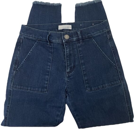 Loft Utility Skinny Jeans in Dark Indigo Wash Size 26 - Picture 4 of 10